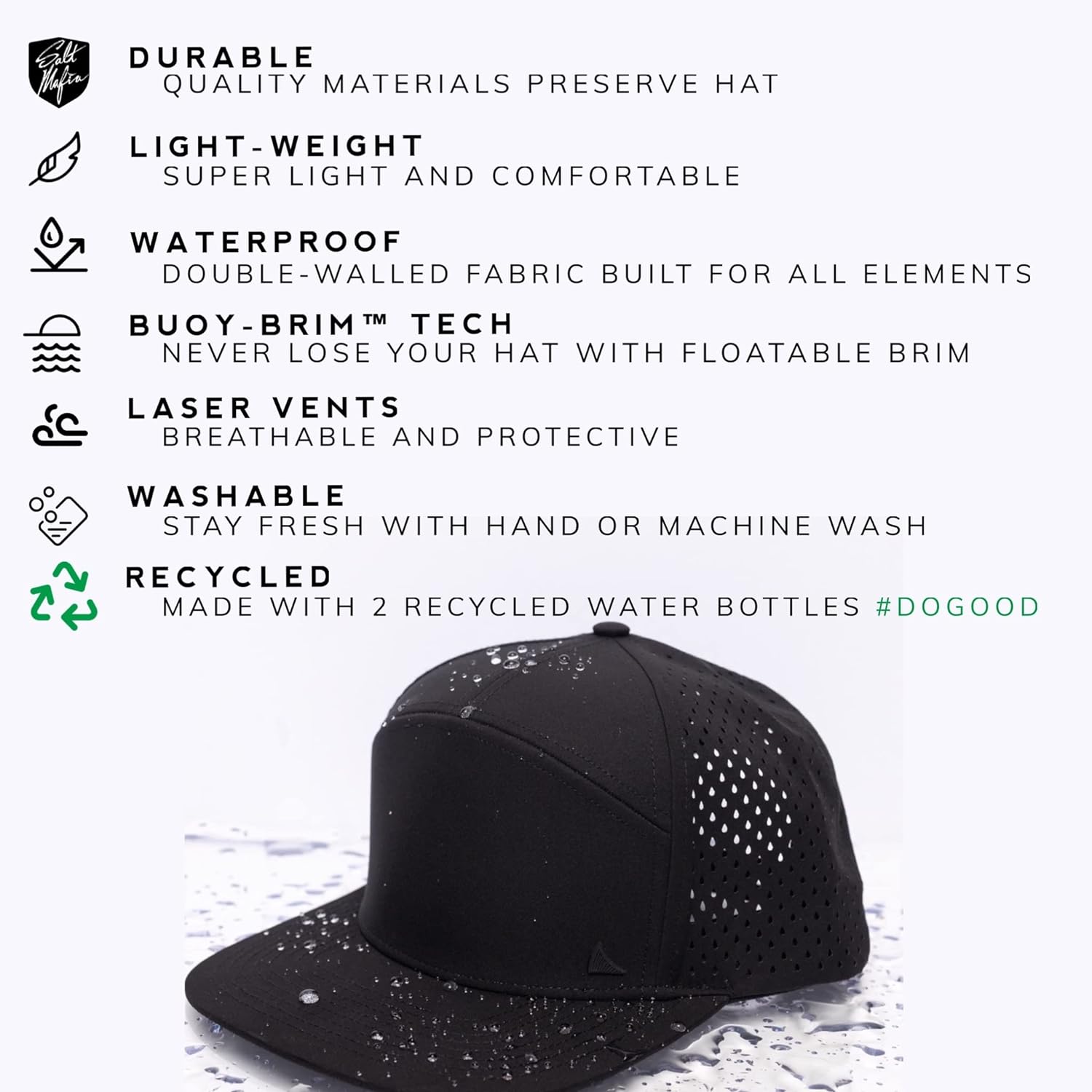 Salt Mafia 7-Panel Flat Brim Water-Resistant Performance Snap Back Hat - Image 3